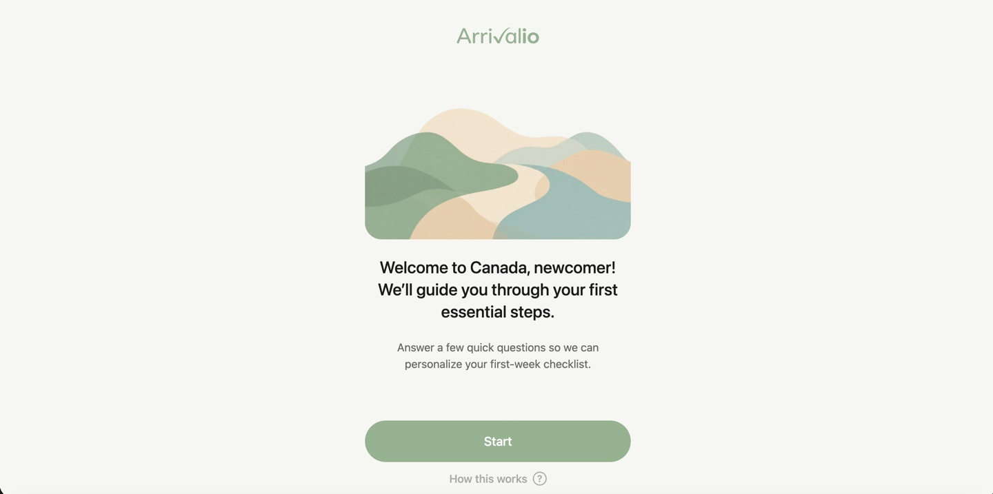 Arrivalio, the guided checklist, shown on mobile and desktop
